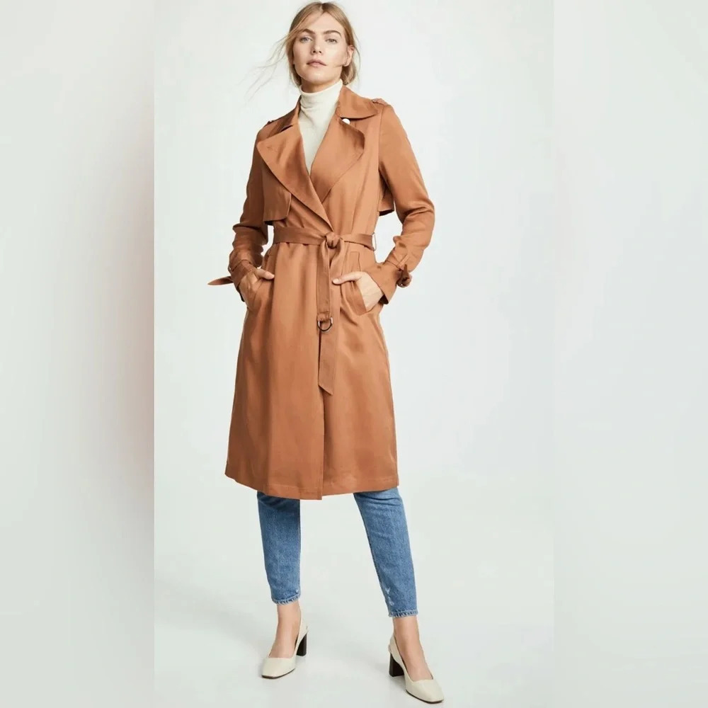 NWT SOIA & KYO Nousha Tailored Lightweight Trench Coat in Amber Size Small